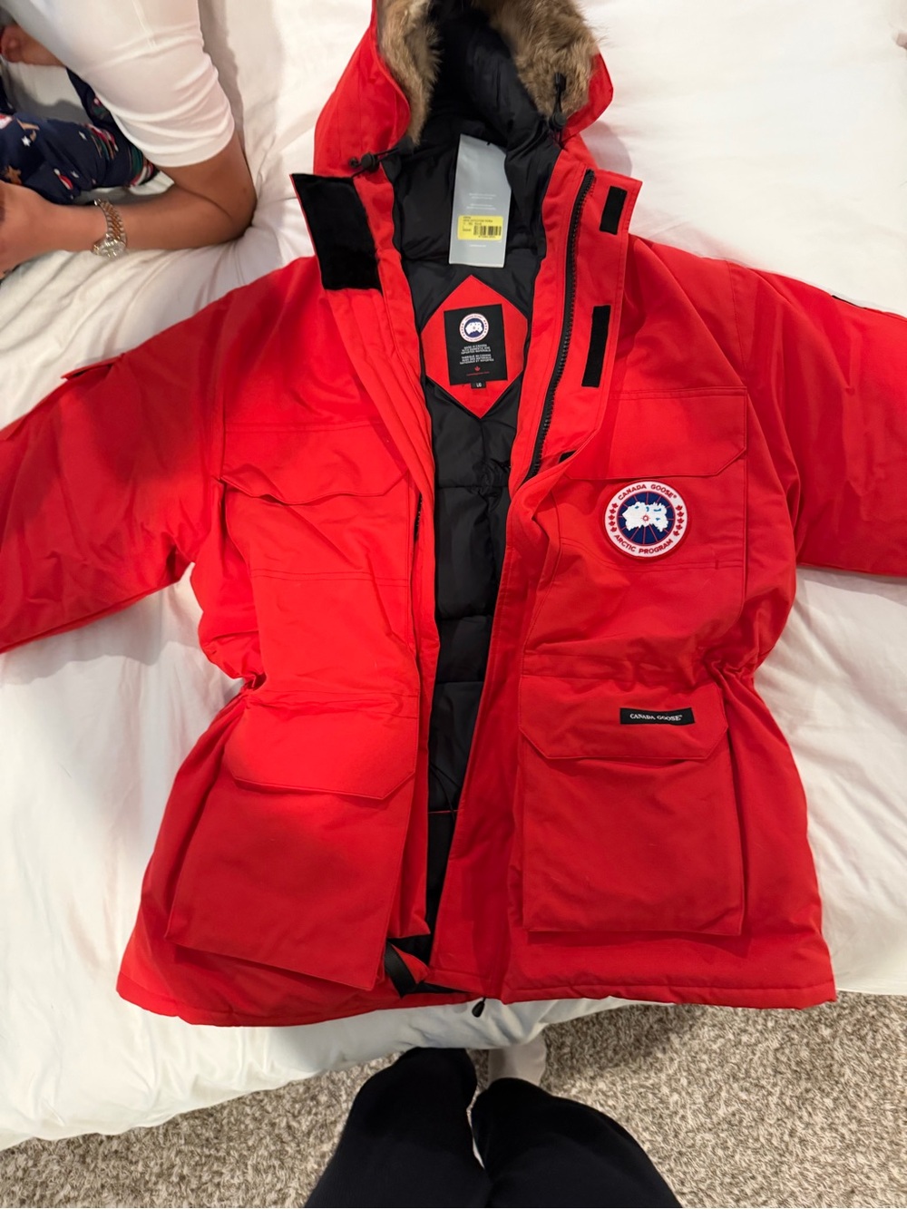 Canada Goose Red Parka with Fur-Trim Hood